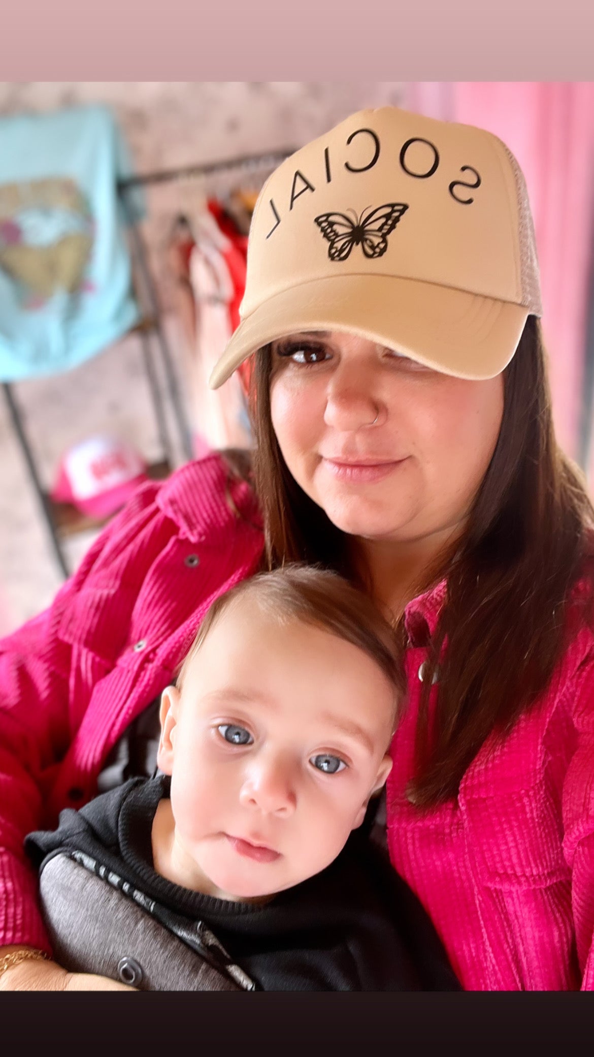 Social butterfly trucker hat