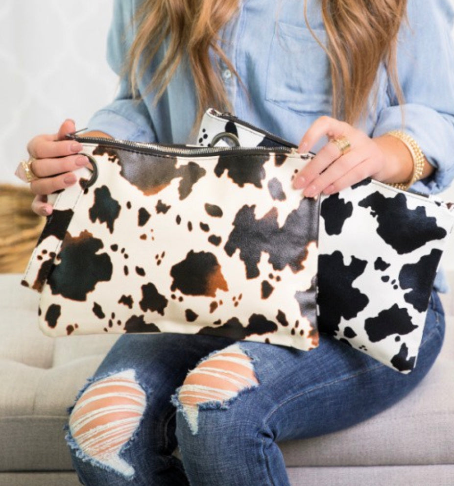 Cow print clutch