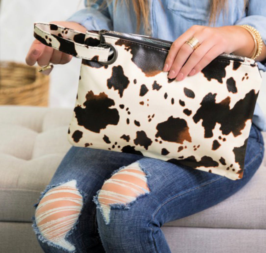 Cow print clutch