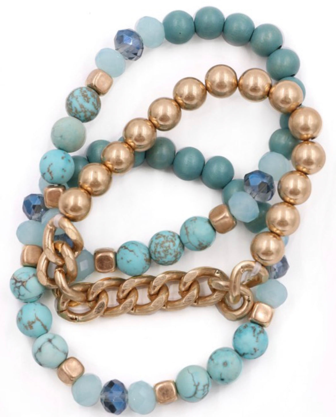 3 strand beaded bracelet stack
