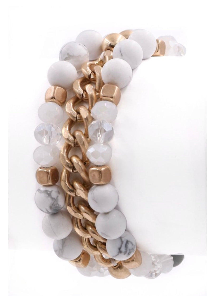 3 strand beaded bracelet stack